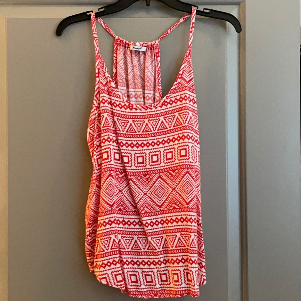 Red and White Aztec Tank